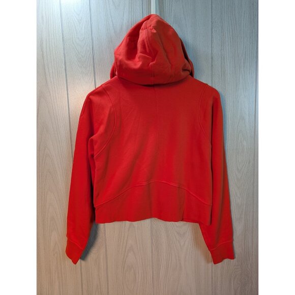 Lululemon Scuba Crop Sweatshirt Size 6 Red Orange Full Zip Cropped Hoodie Hood - Picture 3 of 7